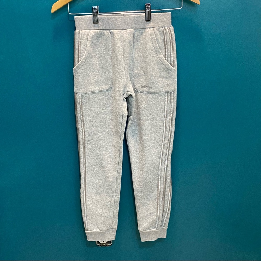 Adidas Sweatpants Girls Medium Silver Stripe M 10-12